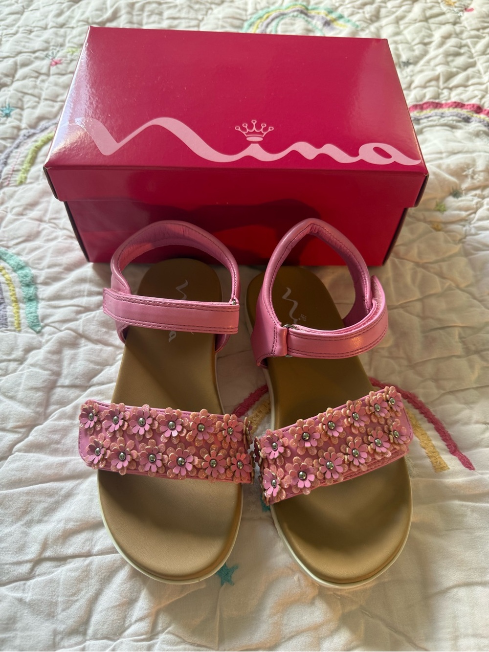 NWT Nina Pink Floral Strap Girls' Sandals size 12